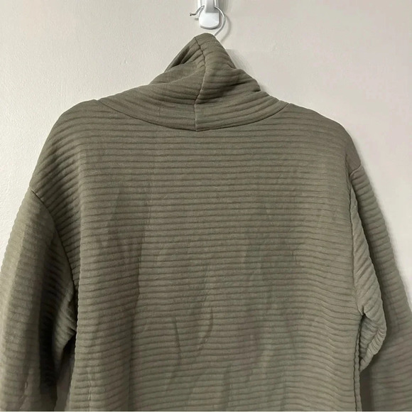 Zara Ottoman 3/4 Sleeve Sage Green Ribbed Funnel Neck Sweater Size M GUC - Picture 8 of 9